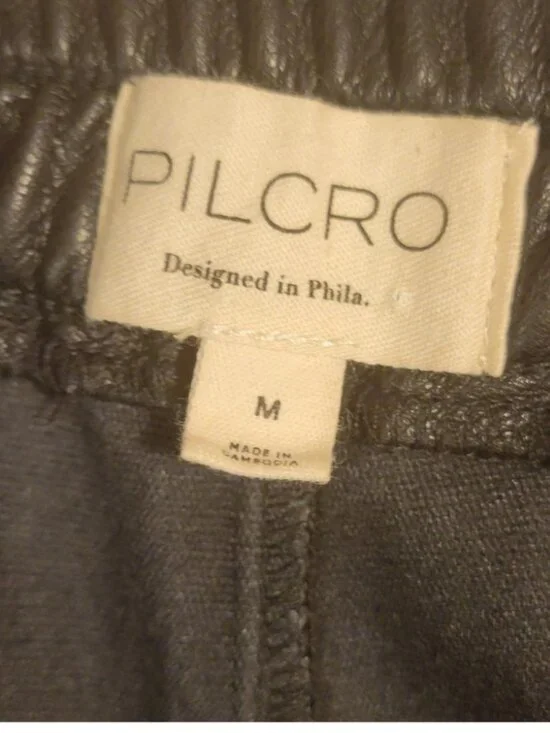 PILCRO Anthropologie Izzie Relaxed Pull-On BlackBarrel Pants Faux Leather Size M - Picture 8 of 13